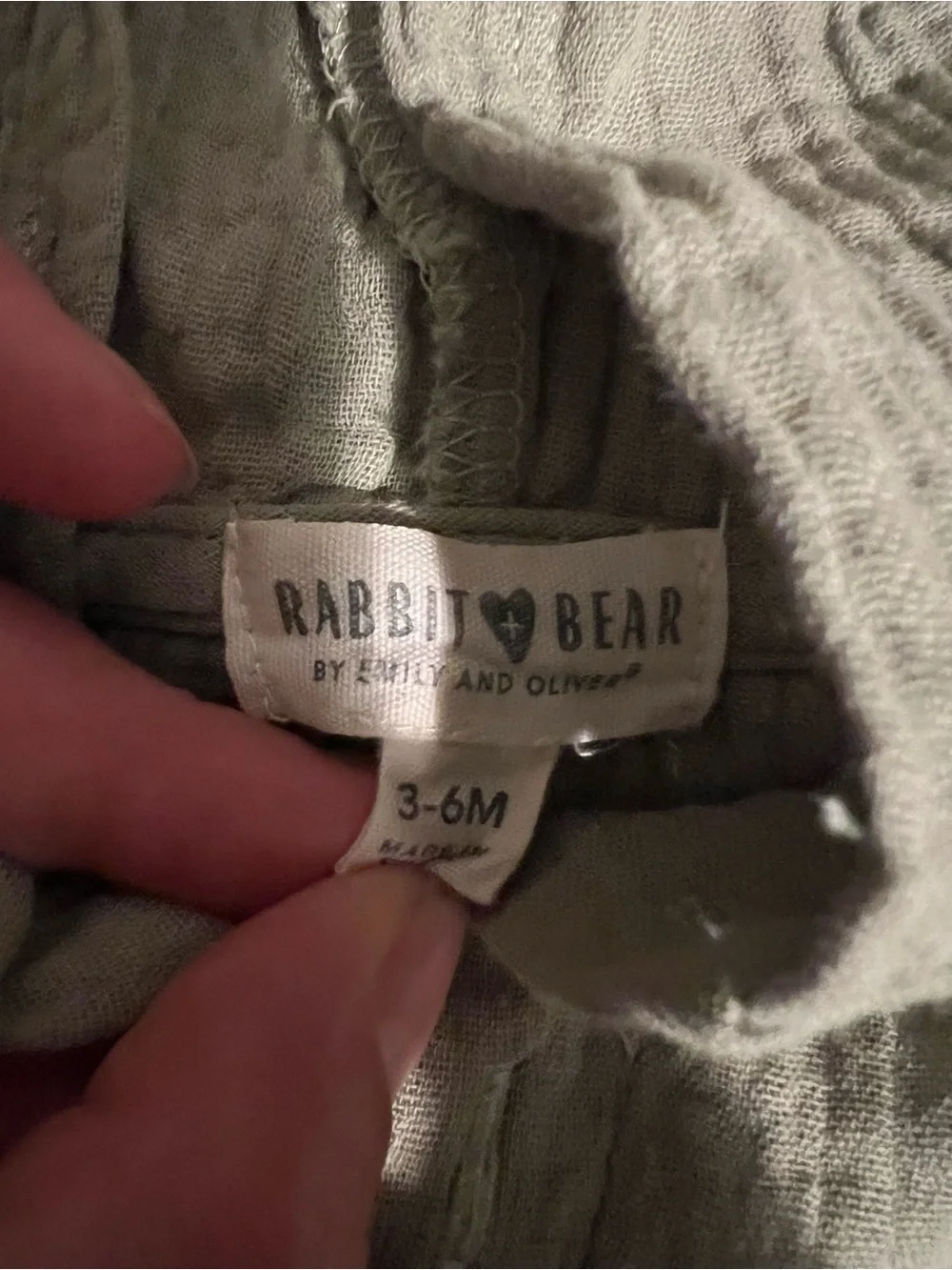 Rabbit + Bear Neutral Hooded Gauze Top with Rust Ribbed Leggings Size 3-6 Months